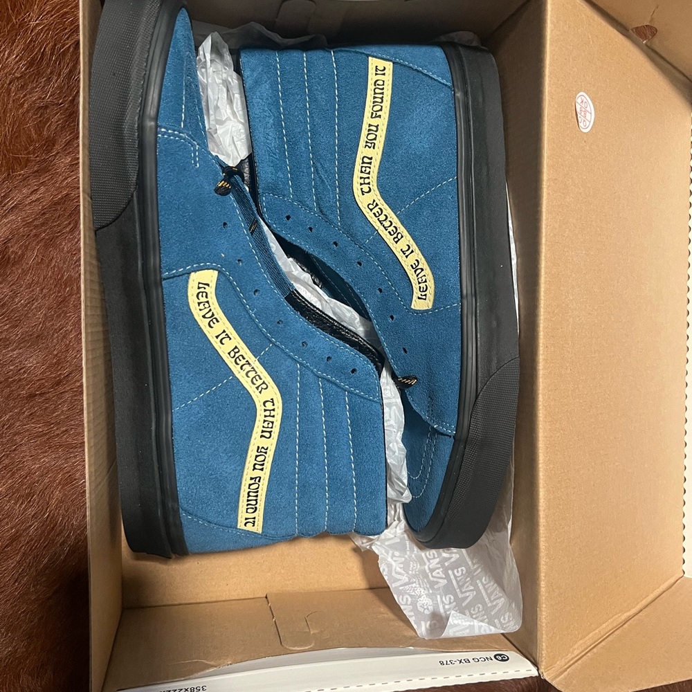 Vans Blue and Yellow High-Top Sneakers